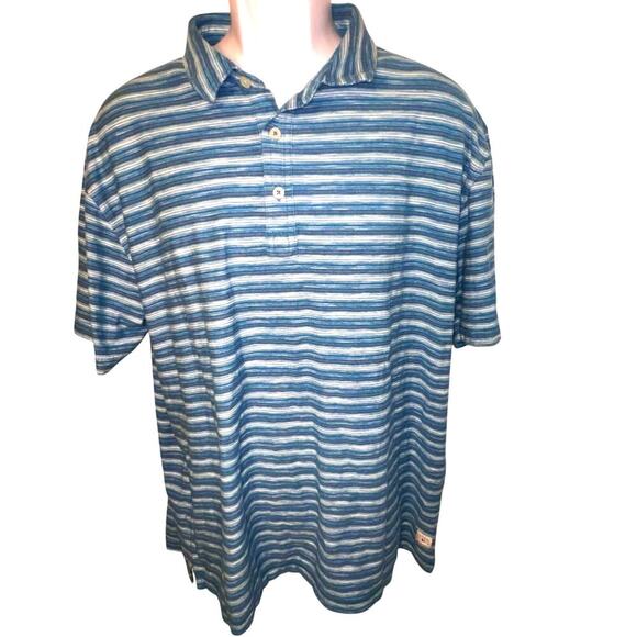 Linksoul Men’s XL 1/4 Button Polo Short Sleeved Striped Knit Preppy Logo Shirt - Picture 1 of 11